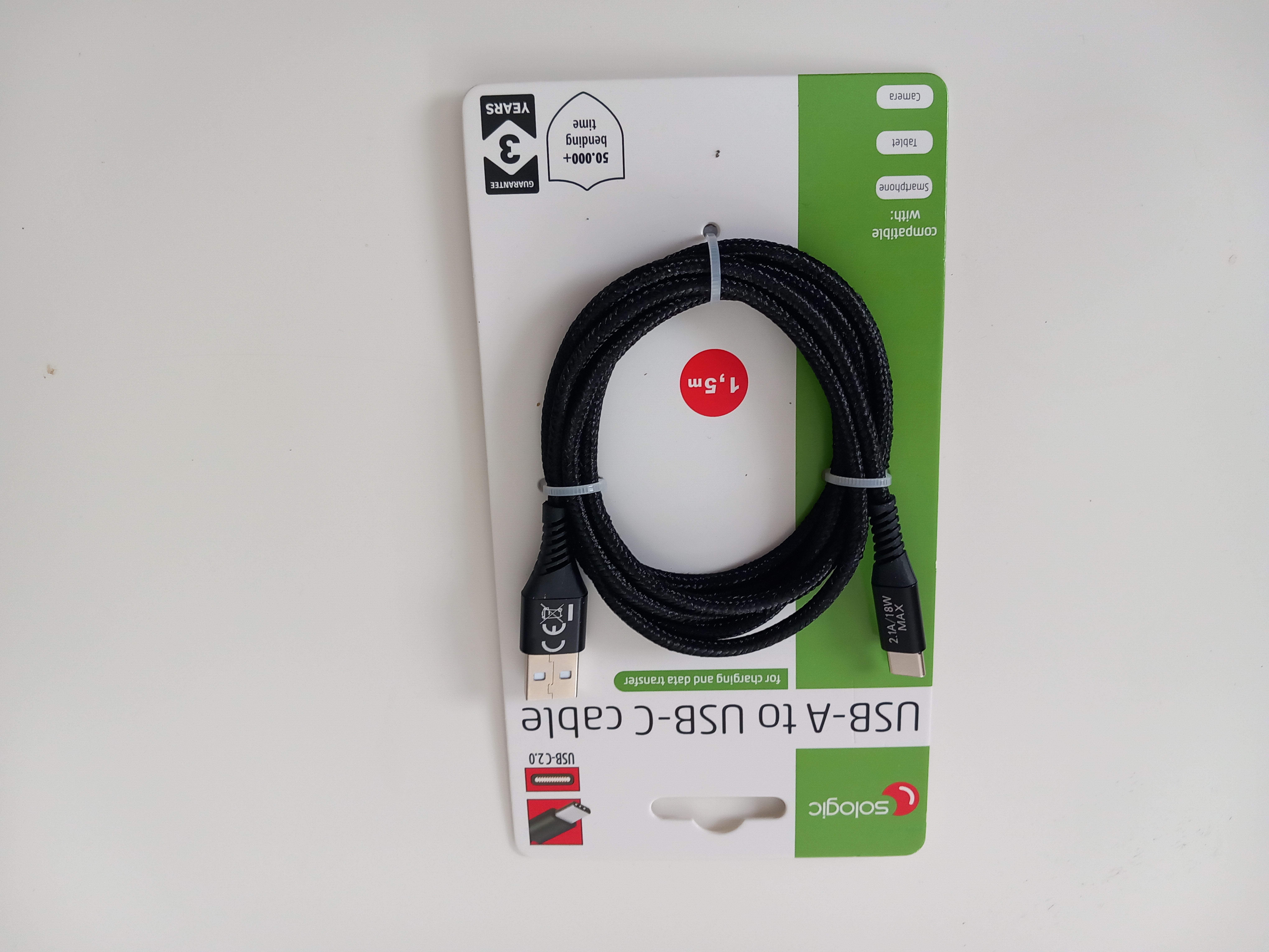 Sologic USB-A to USB-C  Datenkabel 1,5 m [Schwarz]